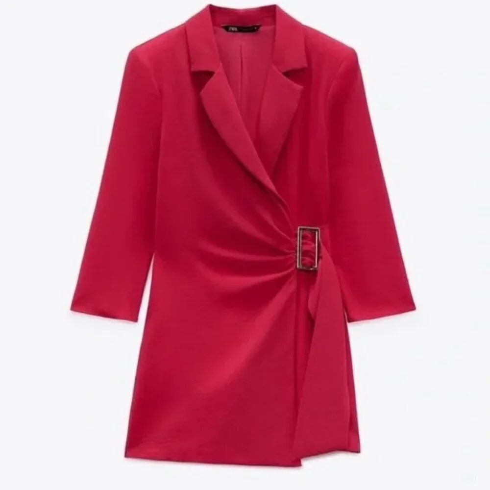ZARA BUCKLED WRAP JUMPSUIT BLAZER XS 0387/055/630